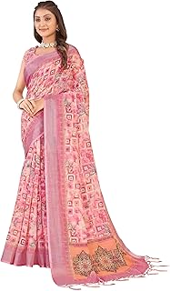 Womens Multicolor Pure Crepe Ajrak Printed Saree 