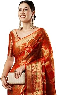 Womens Multicolor Vichitra Silk Embroidered Saree