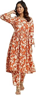 Womens Mustard Georgette Floral Printed Anarkali 