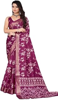 Womens Multicolor Satin Silk Stone Work Saree Wit