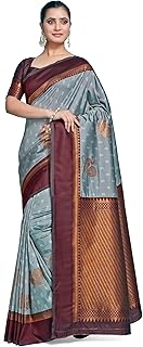Womens Multicolor Vichitra Silk Beads & Stones Sa