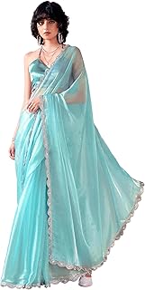 Womens olive green colored embroidered net saree 