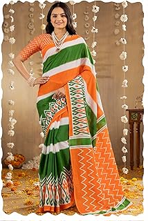 Womens Off White Georgette Solid Saree with Unsti