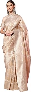 Womens Organza Solid Saree With Unstitched Blouse
