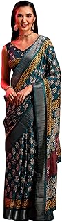 Womens Net Embroidered Saree With Unstitched Blou