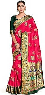 Womens Organza Ethnic Motif Printed Saree With Un