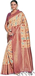 Womens Pink colored zari embroidered saree(TI7024