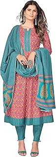 Womens Peach Poly Crepe Solid Kurta with Pant and