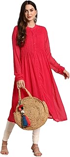 Womens Poly Crepe Regular Fit Flared Kurta