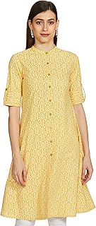 Womens Print Cotton Regular Fit Kurta