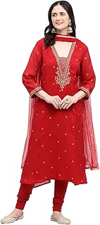 Womens Poly Viscose Embroidered Festive Kalidar K