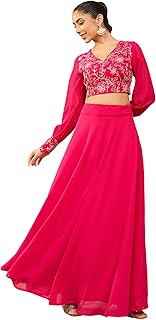 Womens Printed Red Georgette Ready to Wear Saree 