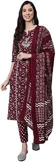 Womens Pure Cotton Printed Gota Patti Straight Ku