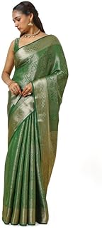 Womens Pure Banarasi Silk Embellished Ethnic Moti