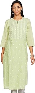 Womens Rayon Mix Print Straight 3/4 Sleeve Kurta 