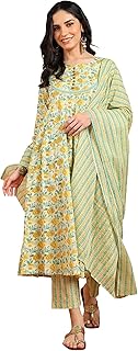 Womens Rayon Fit & Flare Kurta with Pant & Dupatt
