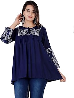 Womens Rayon Regular Fit Casual Slub Embroidered 