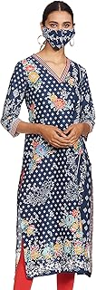 Womens Rayon Straight Fit Mandarin Neck Printed S