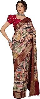 Womens Satin Kaftaan Saree with Belt (TI6764_Off 