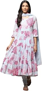 Womens Red Georgette Floral Printed A-Line Kurta 