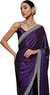 Womens Satin Solid Saree With Unstitched Blouse P