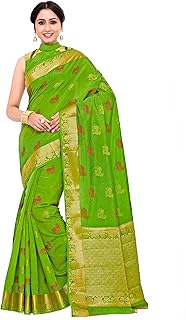 Womens Silk Blend Polka Dot Printed Saree With Un