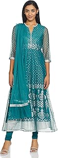 Womens Silk Blend Solid Anarkali Embroidered Kurt