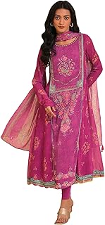 Womens Silk Blend Solid Embroidered Anarkali Kurt