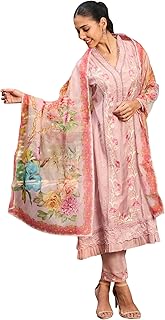 Womens Soft cotton silk Botanical saree with luck