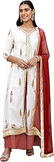 Womens Solid Straight Embroidered Kurta Salwar Se