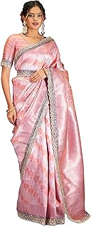 Womens Soft Silk Ethnic Motif Saree With Unstitch