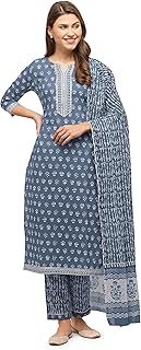 Womens Straight Fit Cotton Kurta Trouser With Dup
