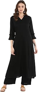 Womens Solid Wine Cotton Kurta with Palazzo