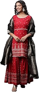 Womens Solid Flared Kurta Set with Leggings & Dup