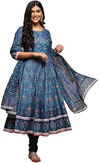 Womens Straight Linen Floral Printed Kurta & Pant