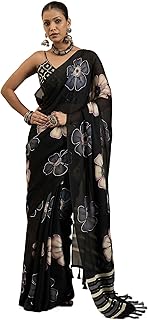 Womens Vichitra Silk Embroidered Saree With Unsti