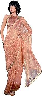 Womens White Net Embellished Saree With Unstitche