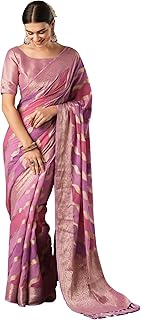 Womens Beige Tussar Silk Saree With Floral Print A