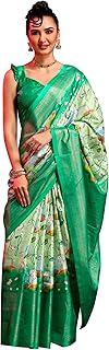 Womens Woven Design Zari Border Organza Sarees Fo