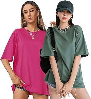 Womens Casual Round Neck Solid, Oversized Drop Sho