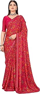Womens Chanderi Floral Print Saree With Zari Woven