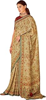 Womens Maroon Tussar Embroidered Saree With Stone 