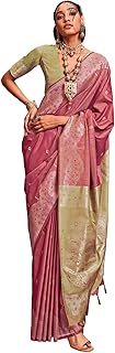 Womens Grey Chanderi Floral Print Saree With Zari 