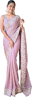 Womens Georgette Saree With Sequins Work