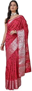 Womens Purple Chanderi Floral Print Saree With Tas