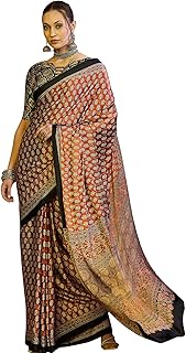 Womens Green Georgette Geometric Print Saree