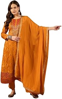 Womens Lavender Georgette Embroidered Saree With S