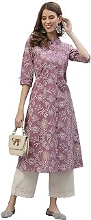 Womens Floral Print Rayon A-Line Kurta
