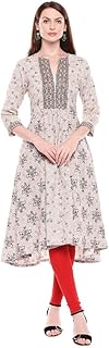 Womens Notched Neck Printed Kurta