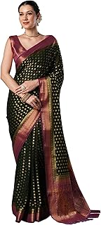 Womens Rust Viscose Block Print Saree
